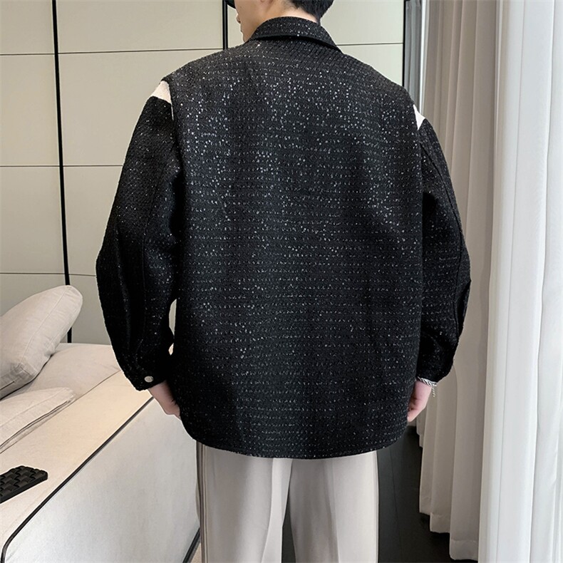 春秋季新款夹克衬衫亮片拼接休闲外套A328-2301-P90-K129,男装夹克,星座406