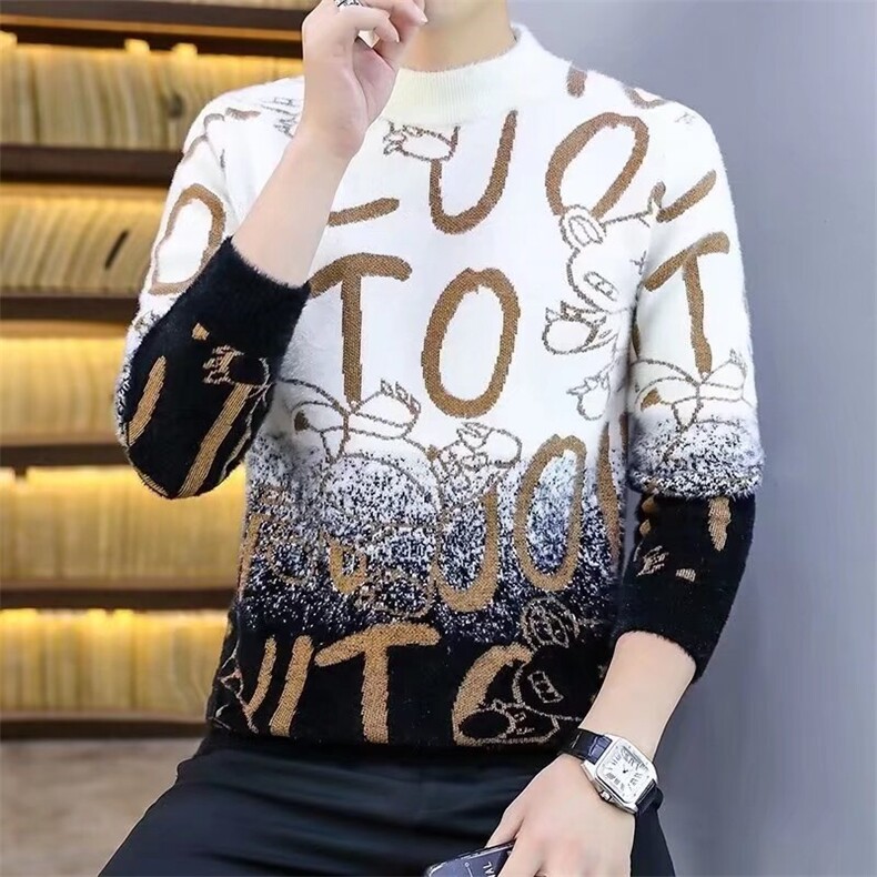1506-1/MY071/P49青少年水貂绒毛衣男新款中学生冬季半高领打底衫,男装T恤,星座1506-1