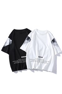 货足8XL-M 平铺纯短袖T恤男2023夏季新款潮男扎染半袖大码体恤图片