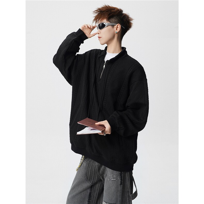 【新年红】WY829-P45特加绒55特大码提花立领宽松卫衣外套,女装短外套,电商D232