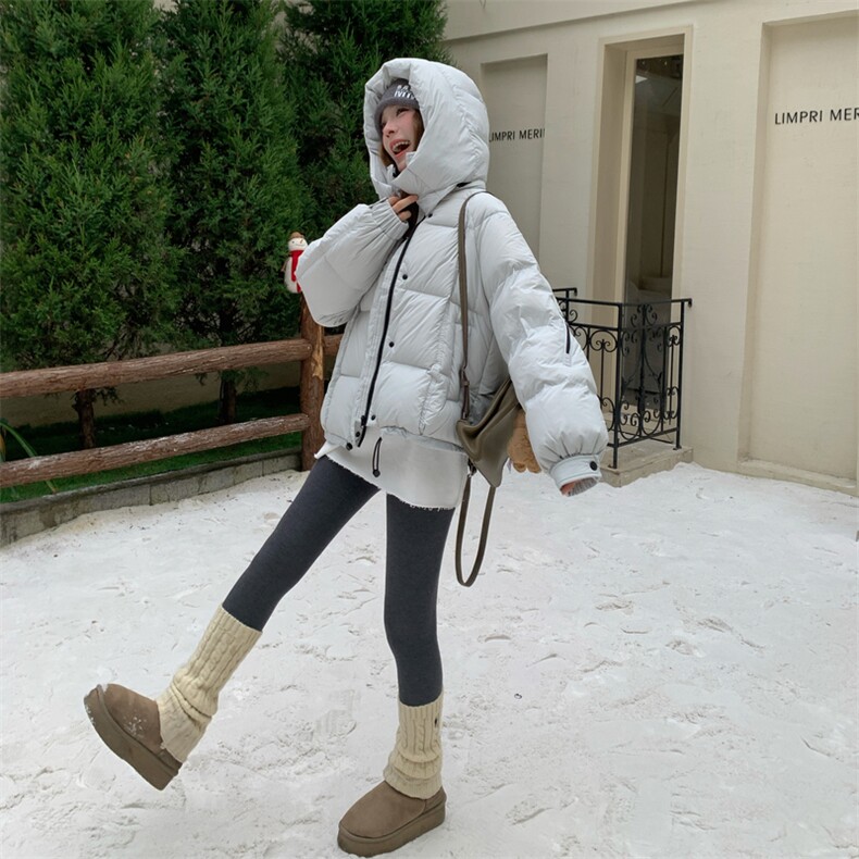 现货新款东大门加厚保暖羽绒服百搭连帽面包服女装外套,女装羽绒服,然然