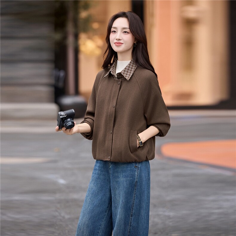 【现货！！！！】2025年加厚格子毛呢短外套,女装短外套,素月