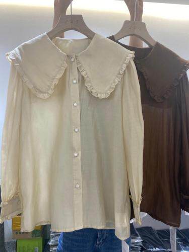 2021年秋季新品法式娃娃领长袖衬衫，女装衬衫，L·H·X