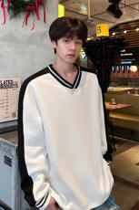拼接V领宽松套头个性上衣复古美式运动风撞色卫衣HY710TP38，男装卫衣，电商A102B