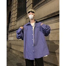 小格子衬衫男长袖韩版潮流宽松百搭2024秋季新款ins外套CY995-P34，男装衬衫，星座412-3