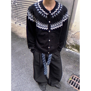费尔岛针织毛衣男女秋冬季轻奢老钱开衫插肩百搭上衣 MY9563图片