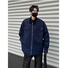 春秋宽松型青少年藏蓝色底特律工装夹克男秋冬潮长袖3569/P100，男装夹克，星座506