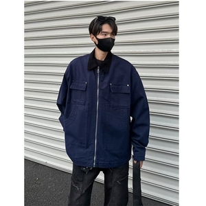 春秋宽松型青少年藏蓝色底特律工装夹克男秋冬潮长袖3569/P100图片