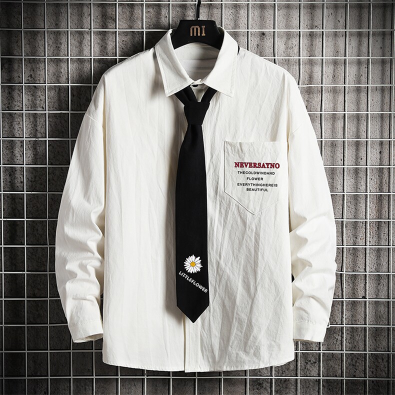 LC42110-P45加绒款P55痞帅领带长袖衬衫男士大码dk制服男jk网格,男装衬衫,电商A040A