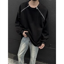 2026港风双侧金属拉链圆领大码M-5XL潮流纯色卫衣WY77865P55控88，男装卫衣，星座227-7