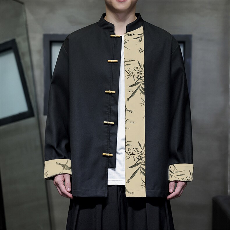 2025春季新款新中式情侣外景竹叶夹克加厚男士外套JK88-P100控158,男装夹克,电商A021