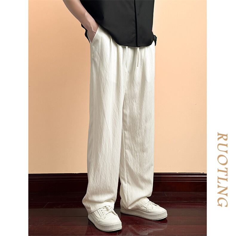 2024现货新款垂感冰丝裤子薄款阔腿裤速干休闲长裤A351-AK2475P50，男装休闲裤，电商A351