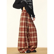 现货ZK8056-特批45控78重磅美式磨毛格子阔腿垂感直筒大码休闲裤，男装休闲裤，电商A059