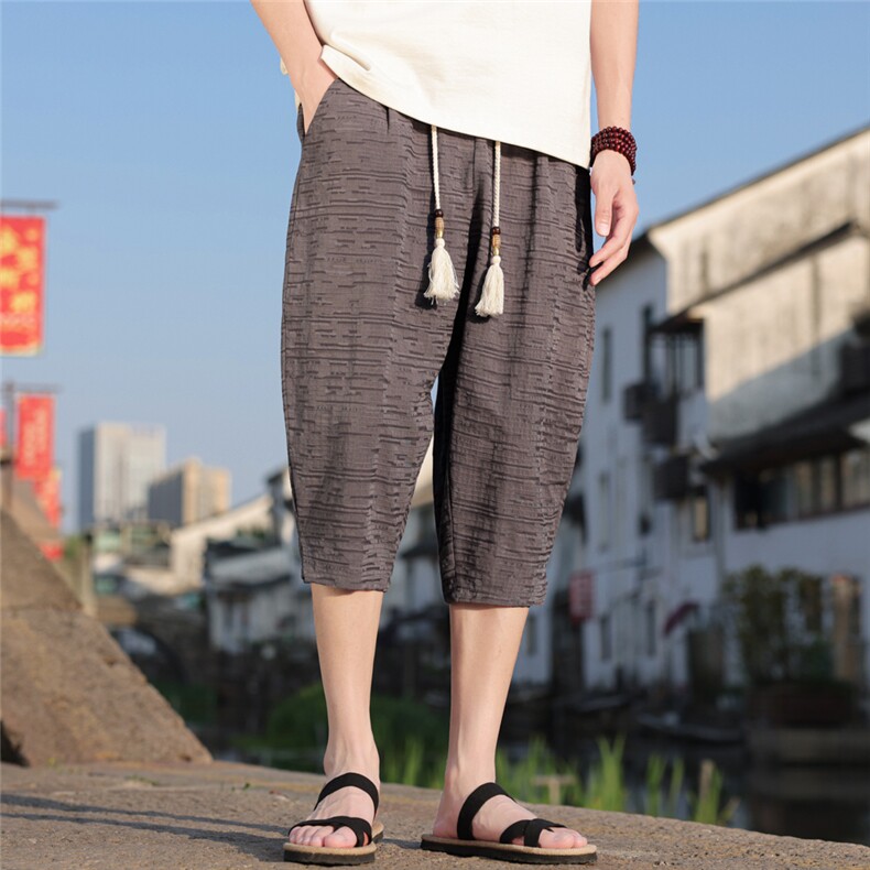 夏季中裤古风风男装七分库棉麻男士休闲裤A266-1-KZ882-P56,男装休闲裤,电商A266-1