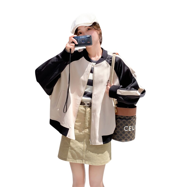 高级感刺绣拼接棒球服外套女2023秋新款小个子超级好看学院风夹克,女装短外套,一九零