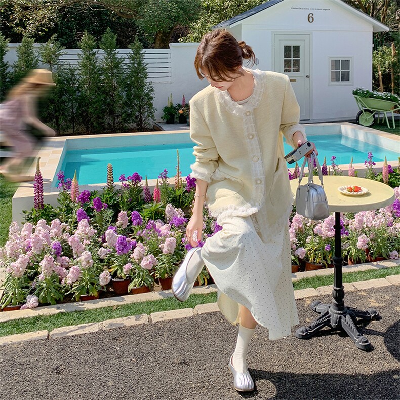 黄色淑女气质小香风蕾丝花边外套女2025春新款法式温柔高级感上衣,女装短外套,2C239
