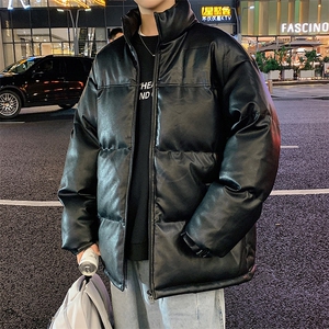 港风潮牌新款亮皮防水立领棉服潮流保暖棉衣M083-P100控139
