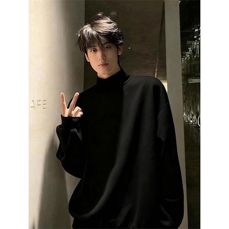 cleanfit黑色半高领德绒可外穿打底T23XW99369常规特P12加绒特P17,男装T恤,电商A042