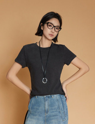 2025年夏季修身型美洋同款女螺纹棉短T软软糯糯巨舒服图片