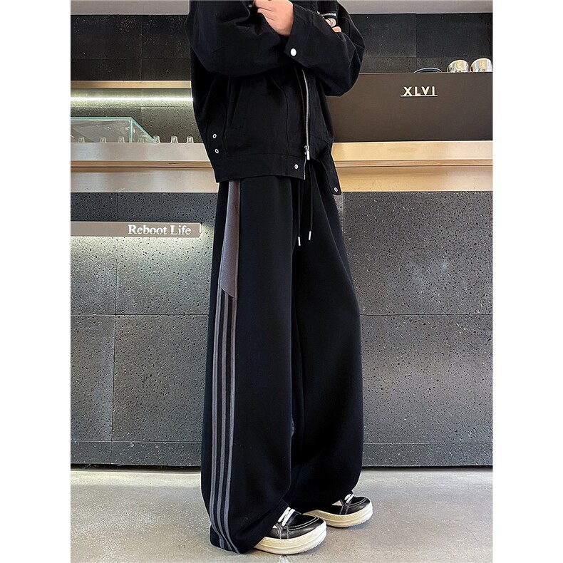 春秋美式复古条纹运动百搭卫裤男款宽松直筒休闲显瘦裤子特批48,男装休闲裤,电商B319