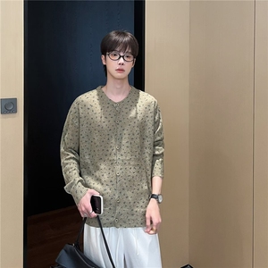 现货 网图 碎花薄款开衫针织外套打底毛衣男 B24-P52图片