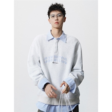 HW2545特P55控98面布54棉46聚酯假两件POLO情侣卫衣宽松外套男，男装Polo衫，电商B370