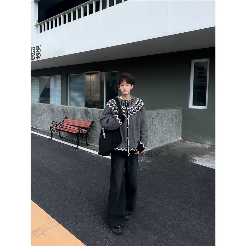 针织衫文艺原宿简约时尚ins新款简约风开衫毛衣流行慵懒MZ873-P50,男装针织衫/毛衣,星座412-3