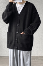 8XL-M大码V领开衫毛衣外套男日系复古宽松慵懒风针织衫KS002p55，男装针织衫/毛衣，电商B312