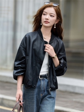 【大量现货】秋季女装新款时尚欧版短款皮衣P-120，女装皮衣，简古