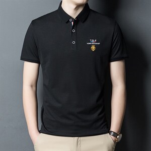 夏季新款男士翻领短袖t恤中年有领男装上衣服休闲POLO衫图片