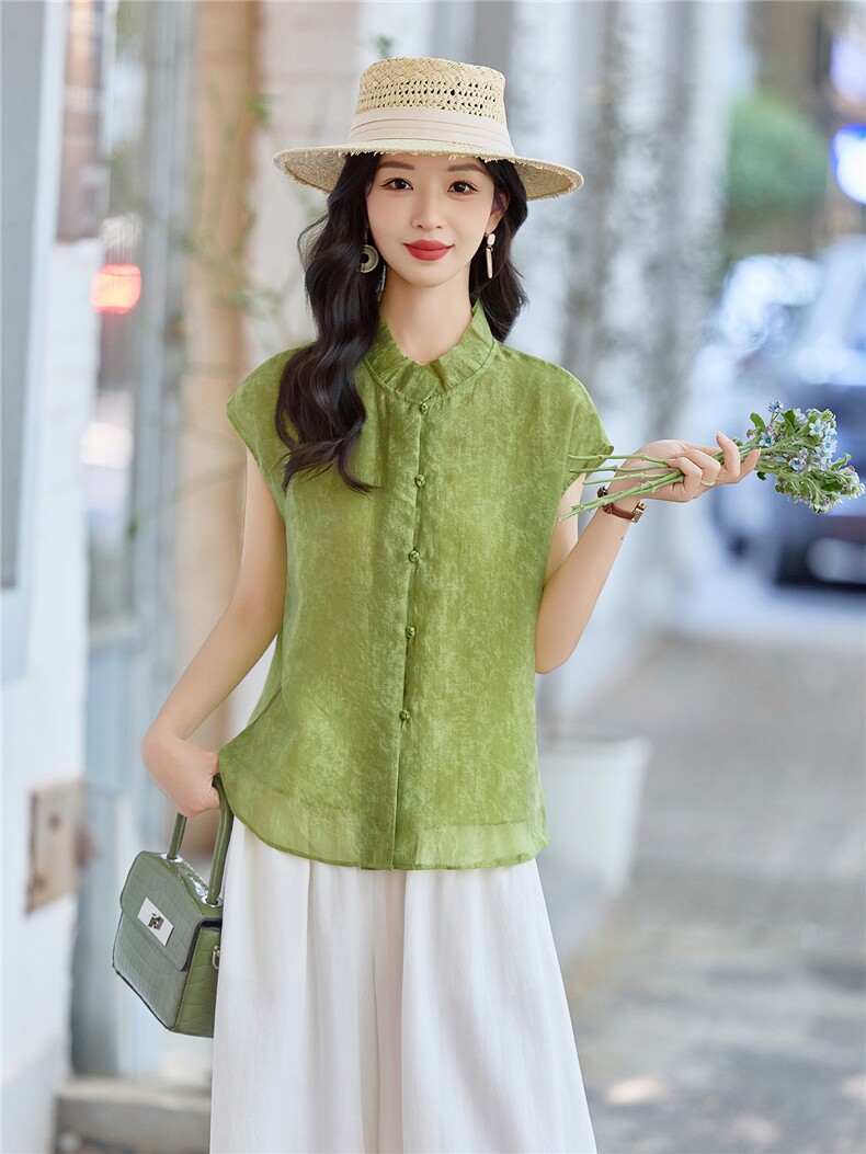 现货2026年夏季新中式上衣麻料阔腿裤子，可分开卖,女装套装/套裙,艾仟回(原伊仟回)