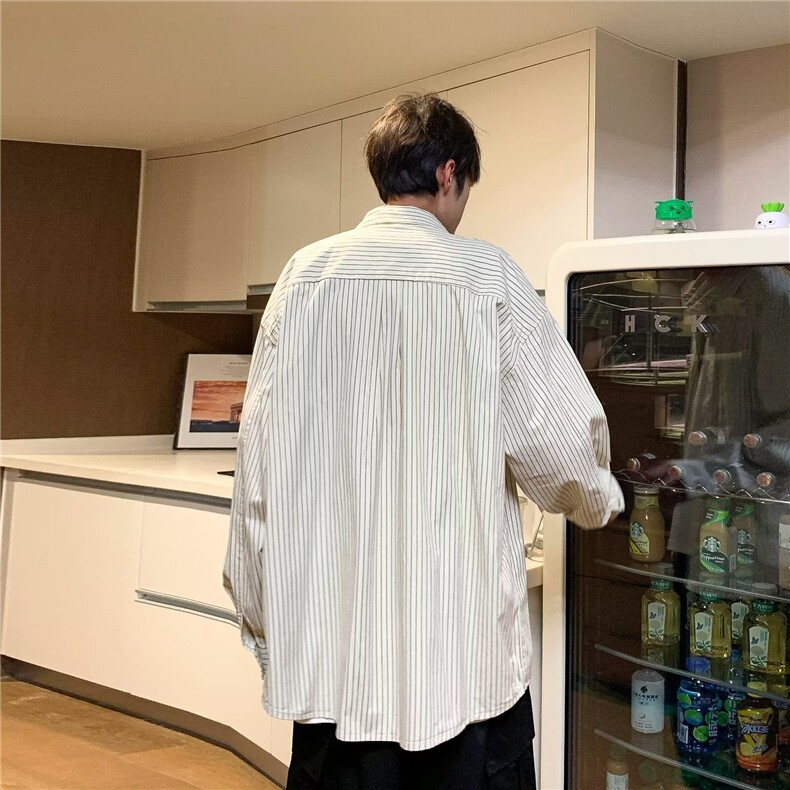 新款美式外套男女春秋季高级感潮牌衬衫翻领帅气宽松夹克~CS170,男装衬衫,星座601-2