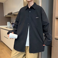 潮流气质新款青春流行潮衬衫方领原宿纯色男简约，男装衬衫，星座716-4