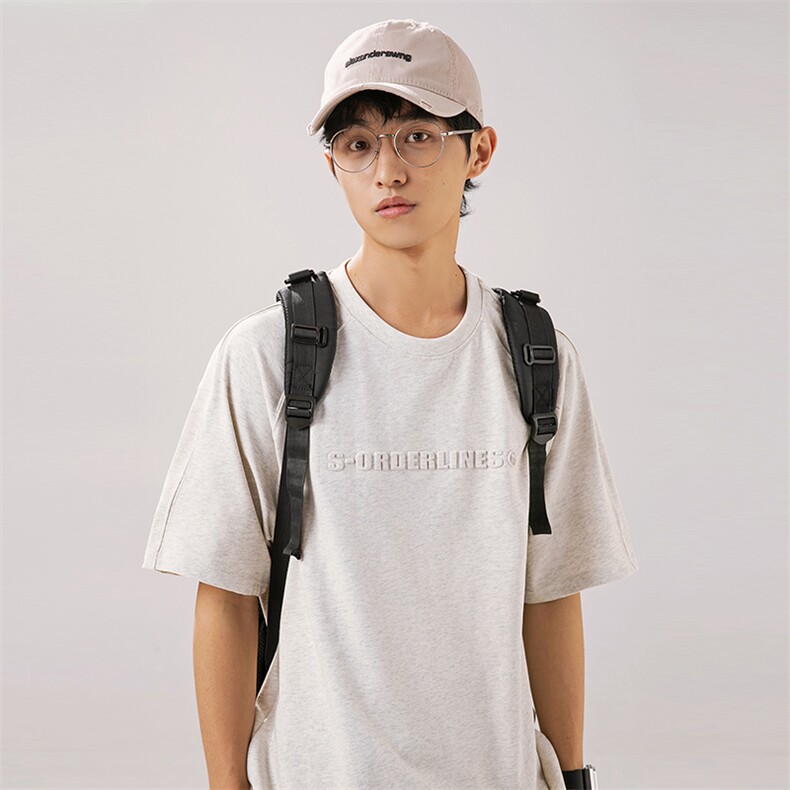 2025夏季新款男装日系潮牌纯棉圆领宽松短袖休闲T恤T920-F43,男装T恤,电商A101（原外27）