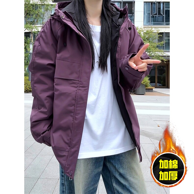 现货5W件冬季三防美式boxy解构连帽雪山冲锋衣棉衣男女棉服厚外套,男装夹克,电商A486-1