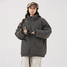 现货冬季美式休闲加厚雪山外套夹克立领纯色三防户外工装棉服，男装夹克，电商A486-1