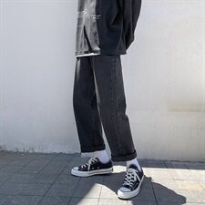 新款男纯色休闲中性宽松直筒-、牛仔裤长裤九分裤，男装牛仔裤，电商A132（原电商B245）