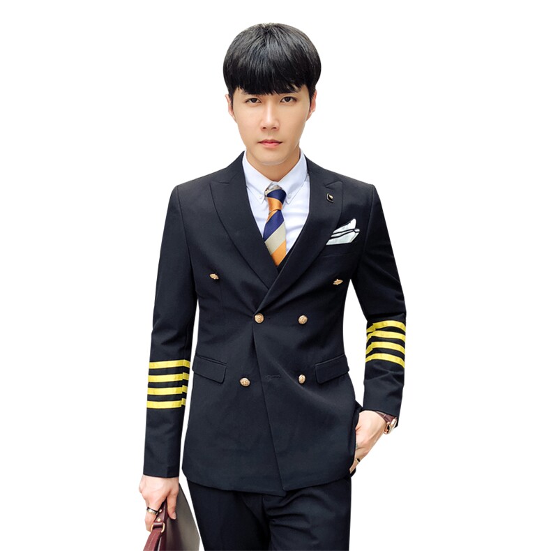 秋冬韩模新款双排扣西服套装男三件套空少服小西装A470-TZ77-P280,男装西服套装,电商A207