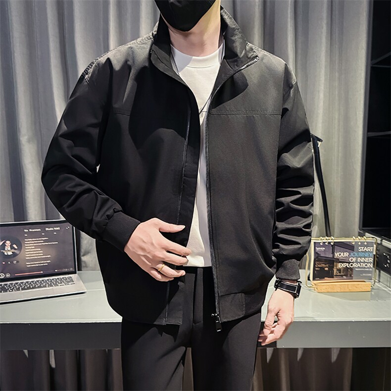社会小伙 秋装新款男时尚夹克男店主外套 JK80-P78 控128 黑色图片