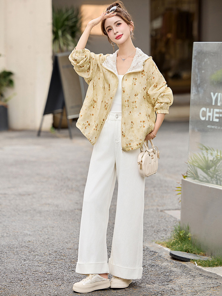现货2025夏装新款新中式印花防晒衣外套,女装防晒衣,依万里