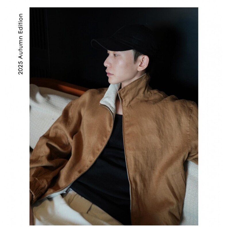 C316JK8537P88春夏新款两面穿夹克亚麻透气外套防晒服麻本色，男装防晒衣，电商C316