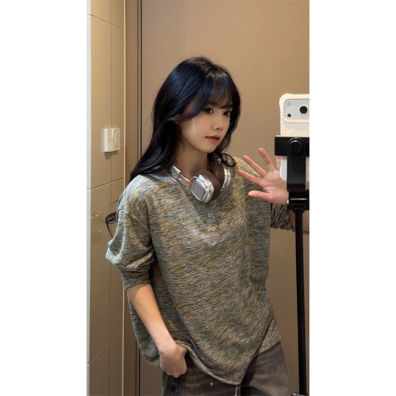 复古美式风肌理感上衣宽松慵懒垂感内搭打底衫HY901TP38控68,男装T恤,电商A102B