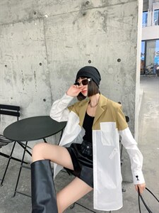 链条款西装衬衫拼接图片