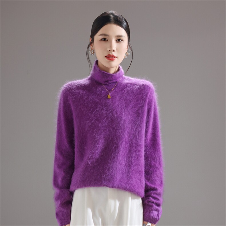 2025新款时尚舒适百搭堆堆领女士,女装羊毛衫,暮绒羊羊绒