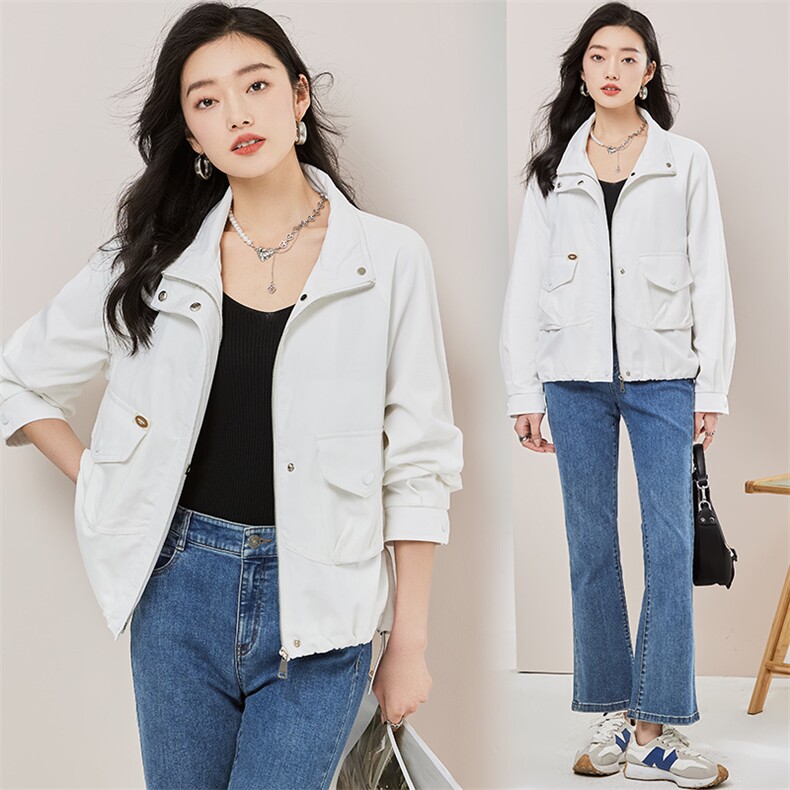 ZYRODIA春季新款短款工装风衣外套夹克宽松减龄韩系chic百搭上衣,女装短外套,辉之琳