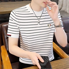 7943-P50夏季休闲时尚短袖毛衣男打底衫欧货T恤潮牌针织衫，男装T恤，电商D310B-1