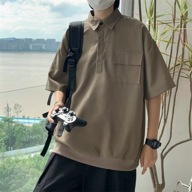 POLO衫短袖男夏季潮牌宽松t恤潮流港风百搭设计感小众PL140P34,男装T恤,星座1013-5
