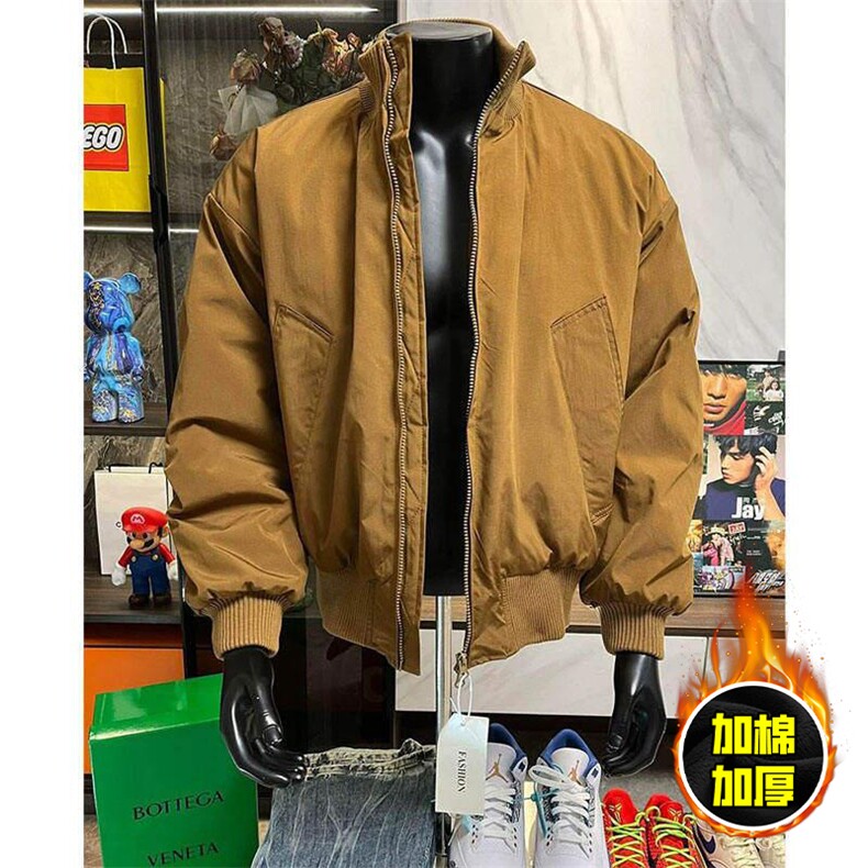 现货冬季美拉德立领飞行夹克廓形高街棒球服加棉加厚棉衣外套，男装夹克，电商A486-1
