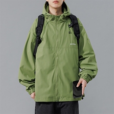 冲锋衣连帽夹克男宽松落肩纯色上衣外套DSA157B-JK727-P58，男装夹克，电商A157B