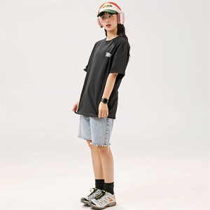 2025夏季新款男装日系潮牌纯棉印花圆领宽松短袖休闲T恤T960-F41图片